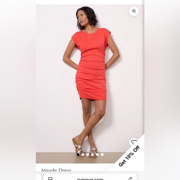 Michael Stars Dresses & Skirts - EUC Michael Stars Maude Power Shoulder Vibrant Coral Red Mini Dress